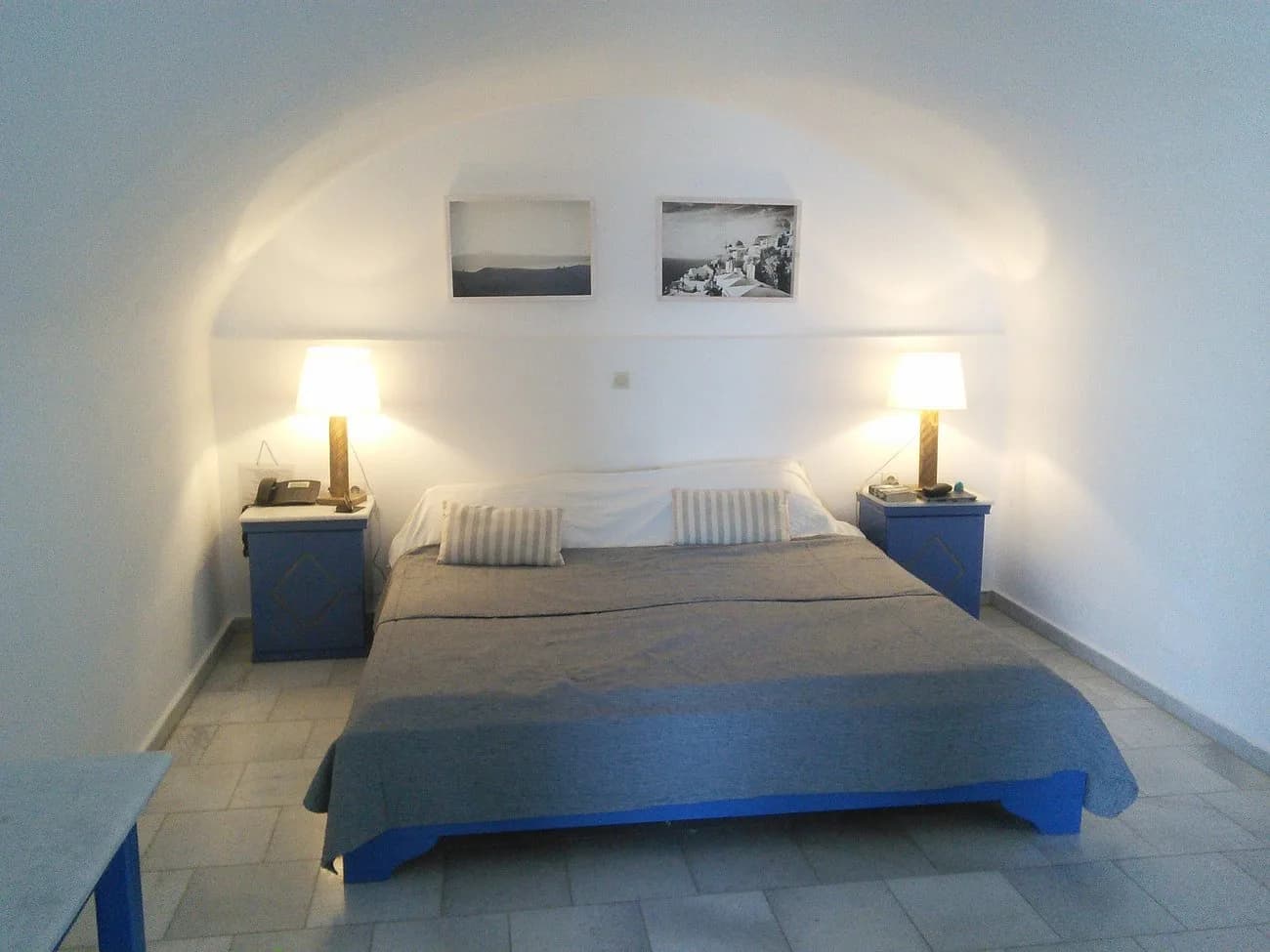Double bedroom with soft evening light