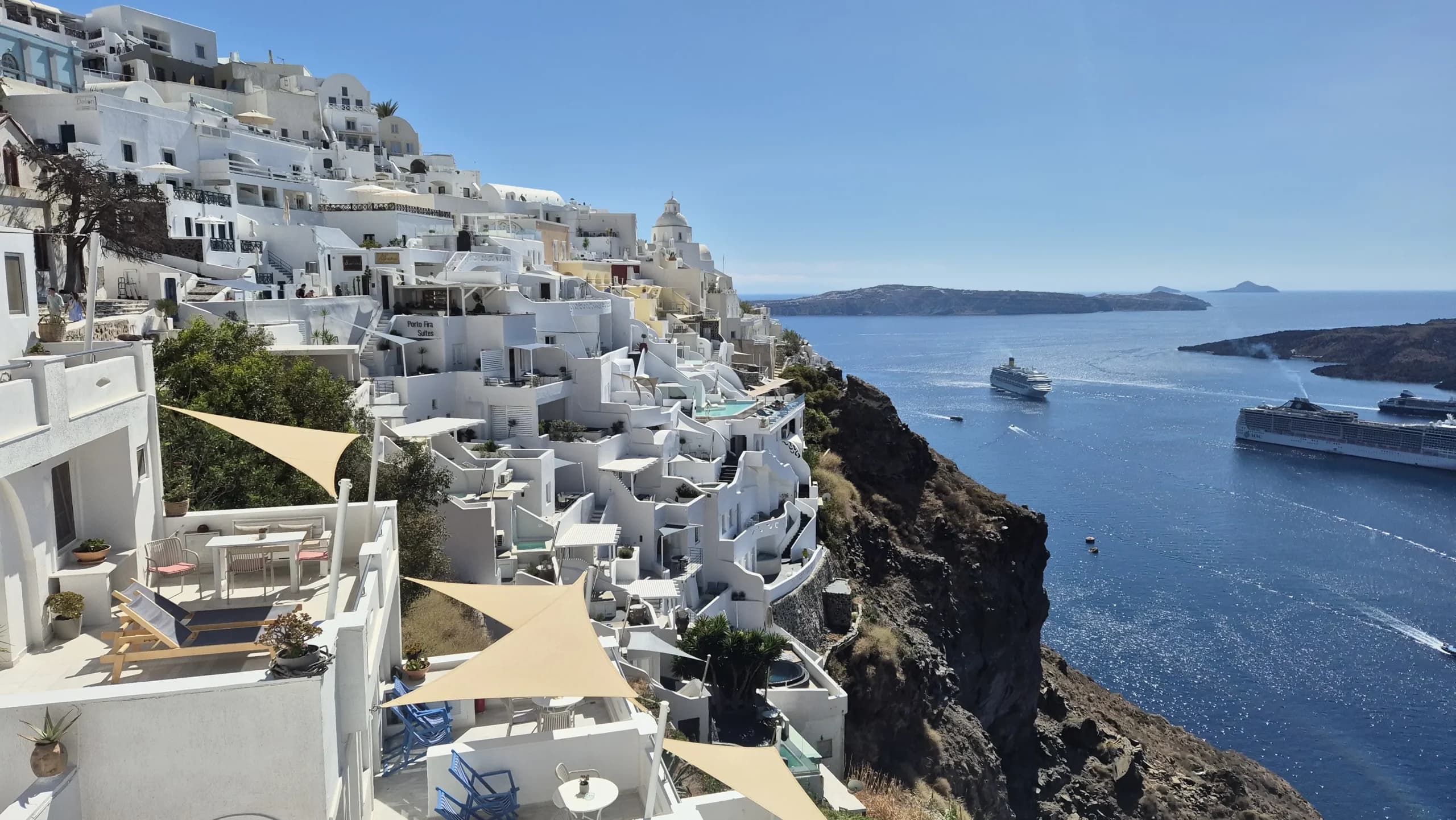 The Scirocco caldera view at Fira, Santorini