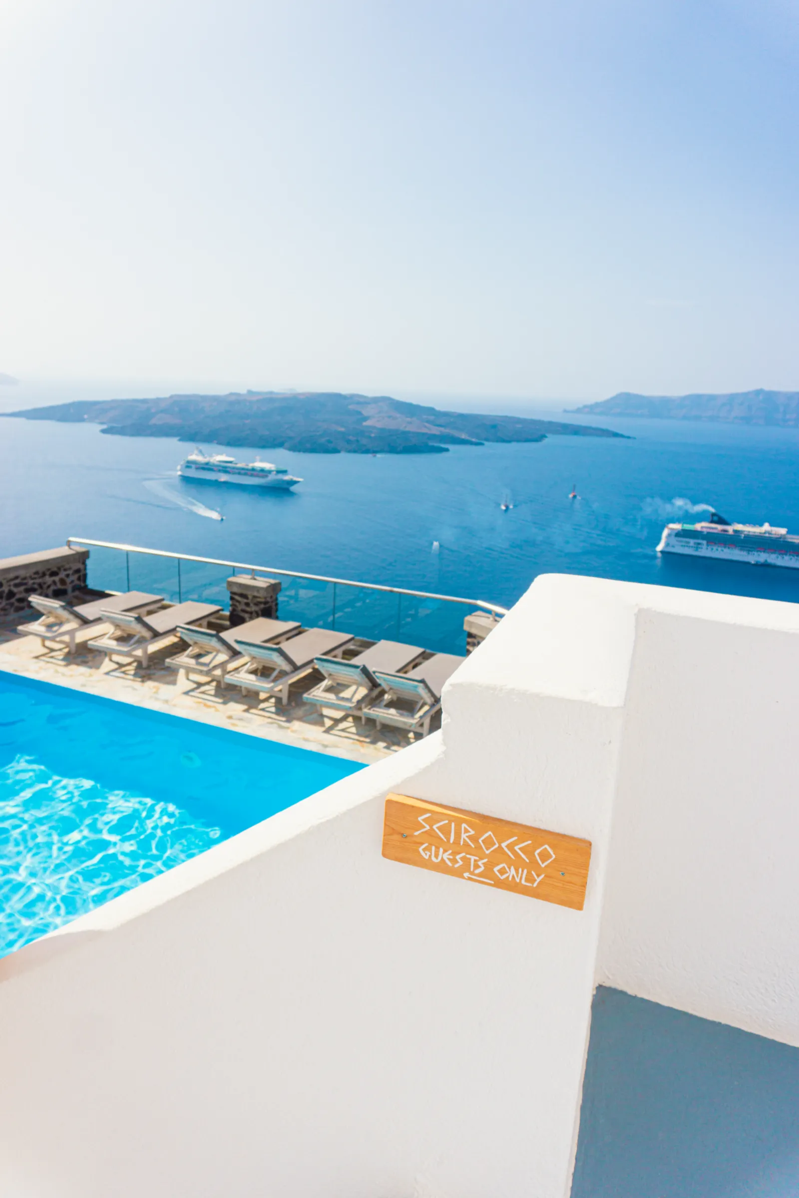 The guests-only pool with caldera views